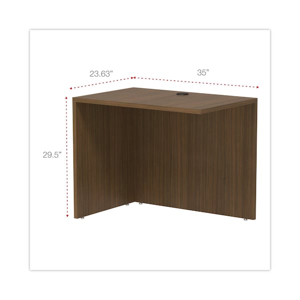 Desk Shell, 23.63 In D, 35 W, 29.5 H, Modern Walnut, Textured Woodgrain Laminate